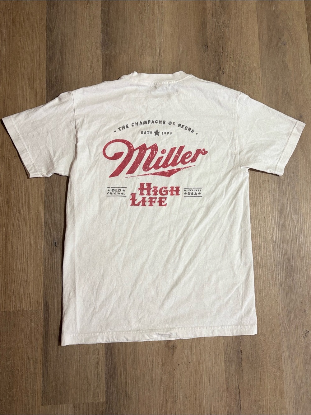 Alstyle Miller High Life White T-Shirt with Red Logo